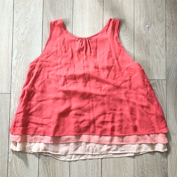 Witchery 100% Pure Silk Faux Wrap Top in Coral Pink Size 10 - Picture 3 of 9